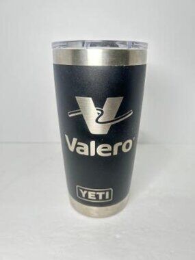 YETI Rambler 20 oz Stainless Steel Insulated Tumbler w/ Lid Black Valero Logo